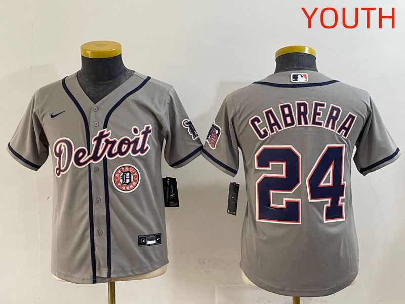 Youth 2025 Detroit Tigers 24 Cabrera Grey Game Nike MLB Jersey style 8